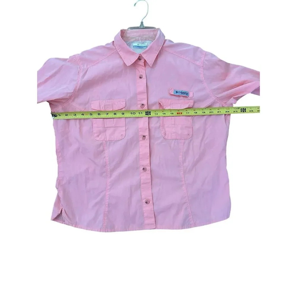 Columbia Shirt Womens Size XL Peach Long Sleeve Button Up PFG Fishing